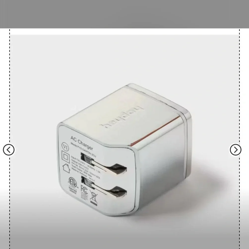 Dual Port USB-C 40W Wall ChargerHeyday™ Chrome: Short Circuit Protection Adapter